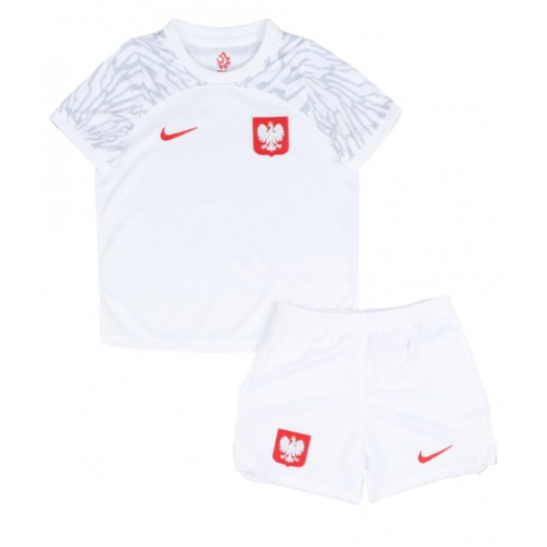 Otroški Nogometni dresi Poljska Domači SP 2022 Kratek Rokav (+ Kratke hlače)